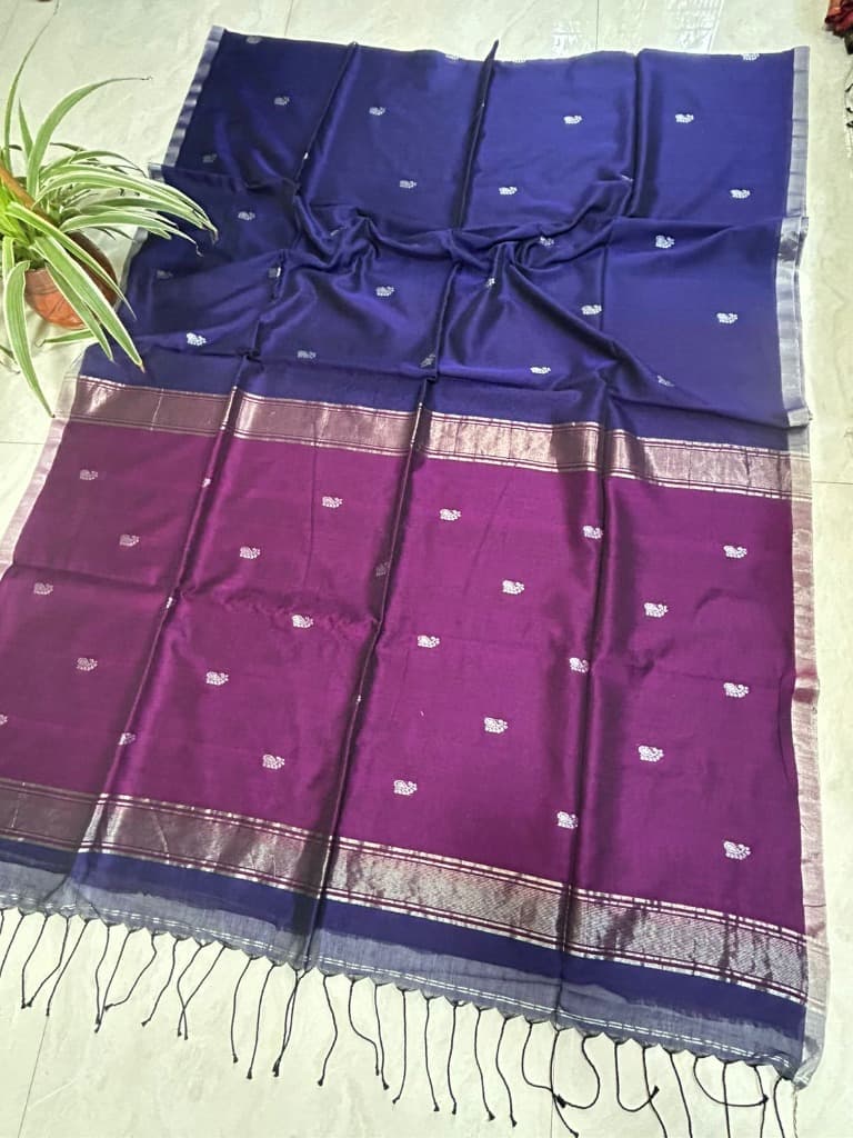 Agnika Boutique Premium Saree - Premium handwoven 130 count mercerised cotton saree with tested zari hand needle work