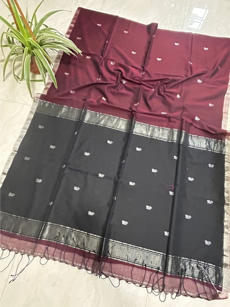 Agnika Boutique Premium Saree - Premium handwoven 130 count mercerised cotton saree with tested zari hand needle work