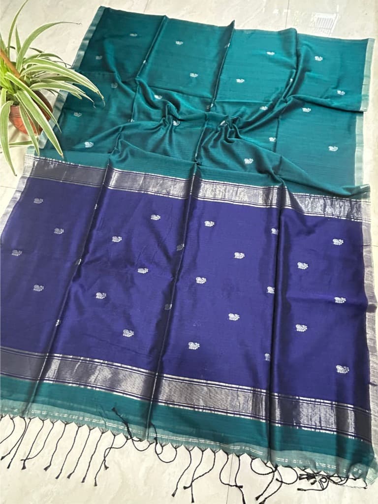 Agnika Boutique Premium Saree - Premium handwoven 130 count mercerised cotton saree with tested zari hand needle work